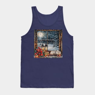 Fantasy winter starry night window Tank Top